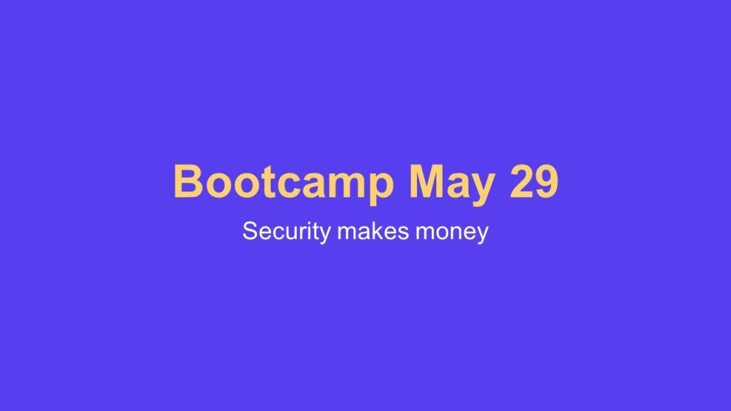 Sales Bootcamp 29/05 – Security makes money