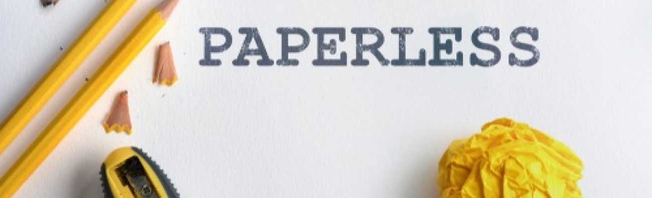 Paperless,Text,And,Yellow,Pencil,And,Yellow,Crumpled,Paper,With