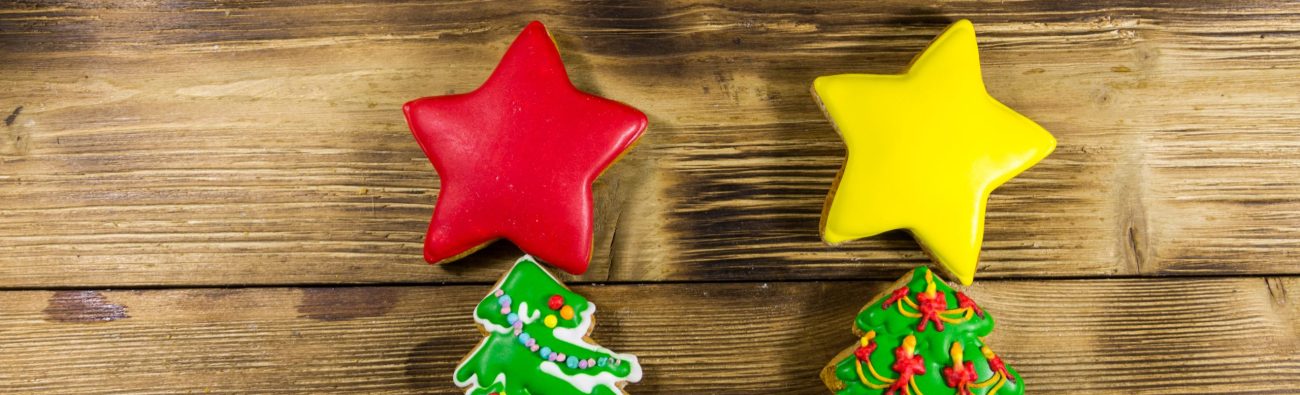 Festive,Christmas,Gingerbread,Cookies,In,The,Shape,Of,Christmas,Tree